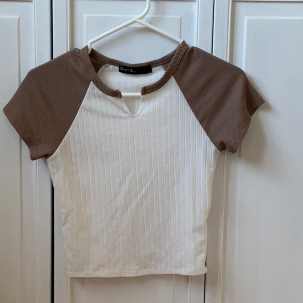 Brown and White Women's Top